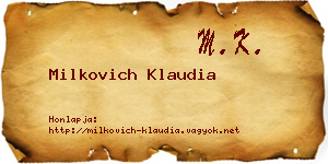 Milkovich Klaudia névjegykártya